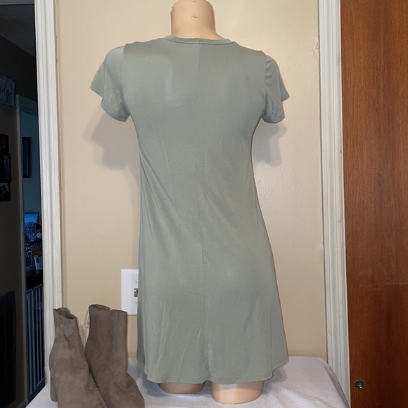 First love womens Small dress mini embroidered floral boho stretch green - Picture 4 of 8